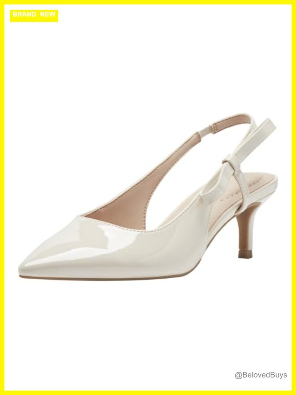Bandolino Alilac Faux Patent Leather Slingback Kitten Heel Pumps Pointed Toe